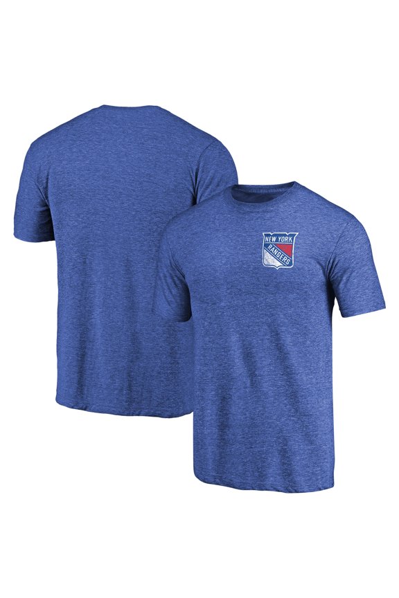 Men's Blue New York Rangers Primary Logo Left Chest Distressed Tri-Blend T-Shirt