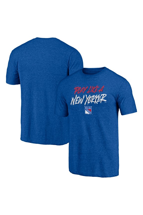Men's Blue New York Rangers Shoot to Score Tri-Blend T-Shirt