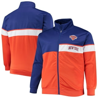 Men's Starter Blue/Orange New York Knicks Fast Break Satin Full-Snap Jacket Size: Small