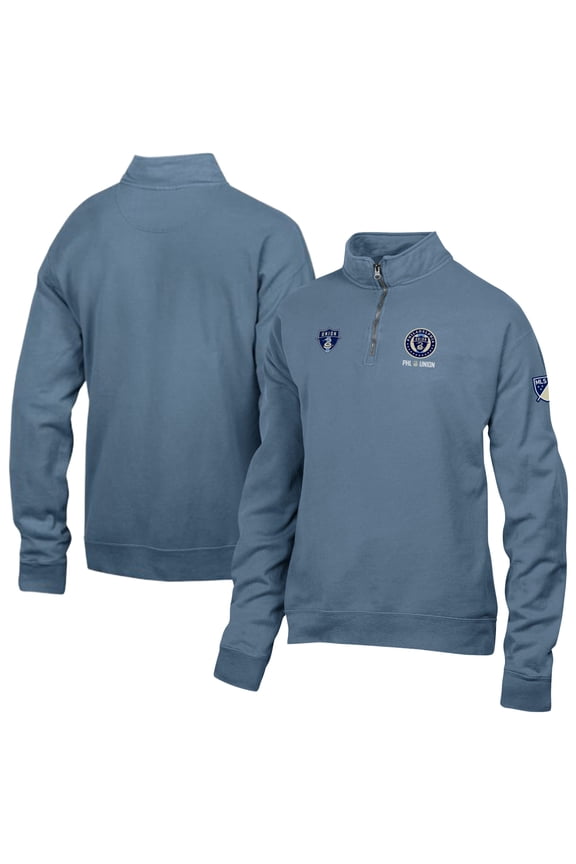 Men's  Blue Philadelphia Union Logo ComfortWash Fleece Quarter-Zip Jacket