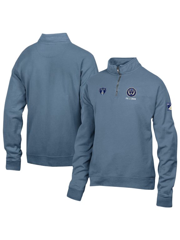Men's Blue Philadelphia Union Logo ComfortWash Fleece Quarter-Zip Jacket