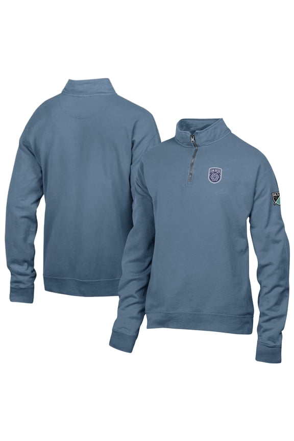 Men's Blue San Diego FC Logo ComfortWash Fleece Quarter-Zip Jacket