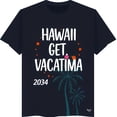 thumbnail image 1 of Men s Blue T-Shirt with Tropical Vacation Design HAWAII GET VACATIMA 2034 Print Trees & Floral Accents, 1 of 5