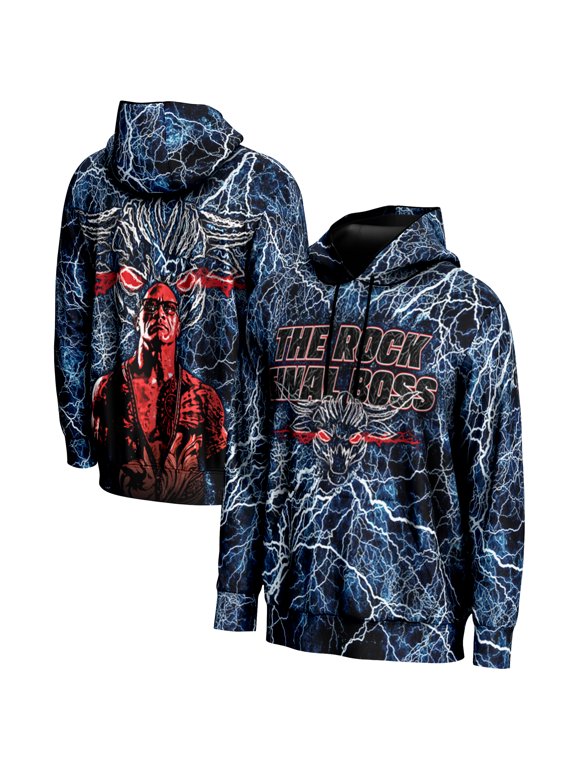 Men's Blue The Rock The Final Boss Graphic Pullover Hoodie