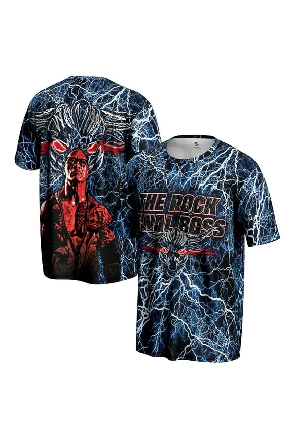 Men's Blue The Rock The Final Boss Graphic T-Shirt