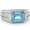 thumbnail image 1 of Men's Blue Topaz Diamond Channel Ring In Solid 14k White Gold, 1 of 6