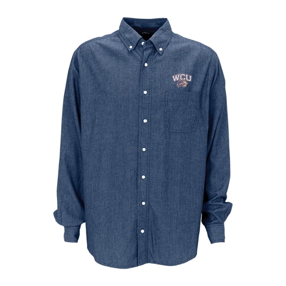 Men's Blue Western Carolina Catamounts Hudson Denim Long Sleeve Button-Down Shirt