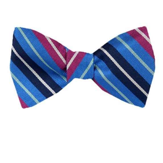Men's Blue and Navy Silk Self Tie Bowtie Tie Yourself Bow Ties