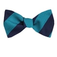 thumbnail image 1 of Men's Blue and Navy Silk Stripe Self Tie Bowtie Tie Yourself Bow Ties, 1 of 2