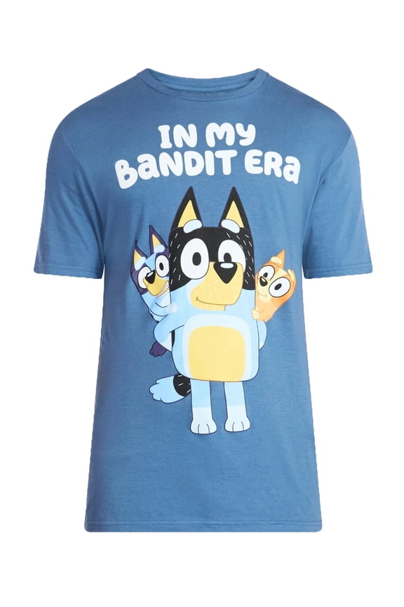 Men's Bluey In My Bandit Era Blue Graphic T-Shirt - Small