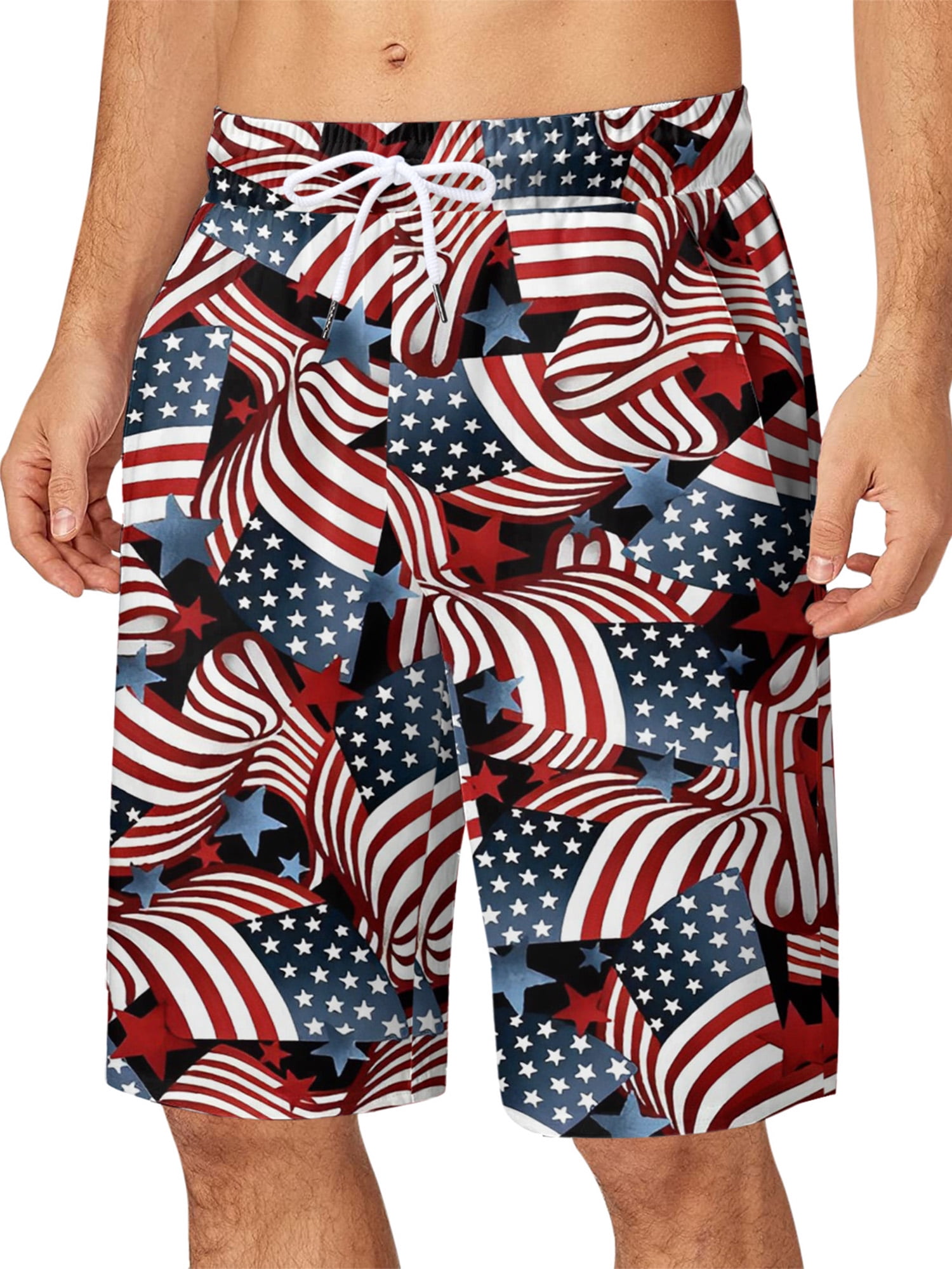Men's Board Shorts Quick Dry Beach Shorts 4th of July Swim Trunks ...