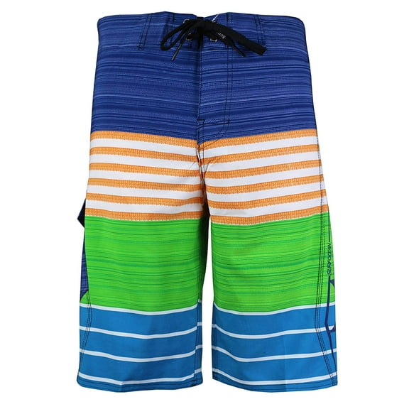 Men's Board Shorts Sport Beach Swimwear Bathing Suit Slim Fit Trunks (32, 521 Navy Turquoise Green)