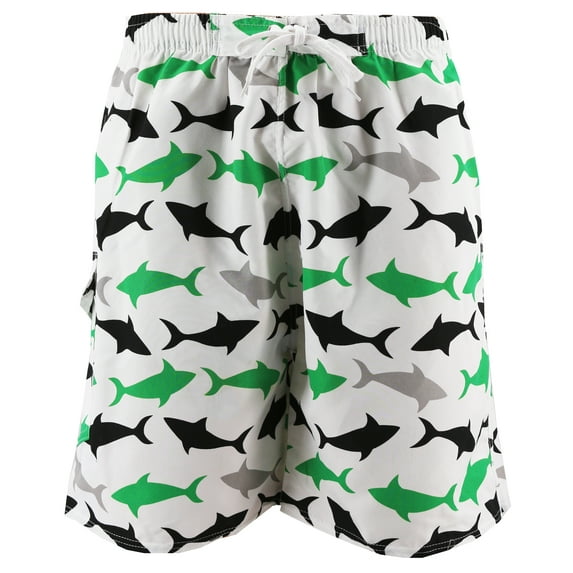 Men's Board Shorts Sport Beach Swimwear Bathing Suit Slim Fit Trunks (34, #21 Shark Attack)
