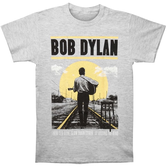 Men's Bob Dylan Slow Train Slim Fit T-shirt Medium Grey