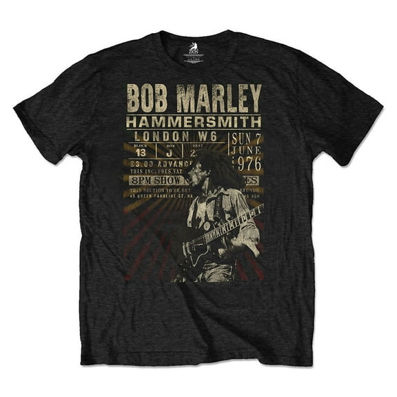 Men's Bob Marley Hammersmith '76 Eco-Tee Vintage T-shirt Small Black
