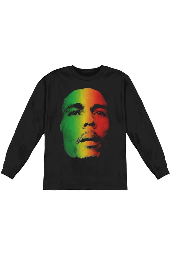 Men's Bob Marley Rasta Face Long Sleeve Small Black