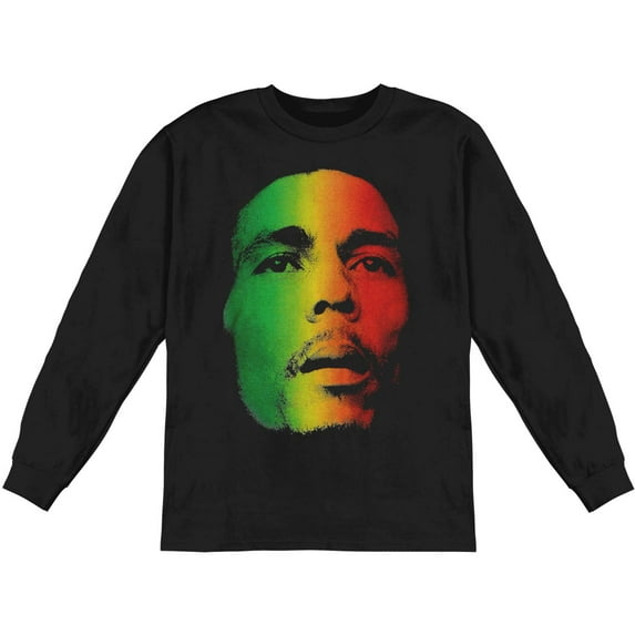 Men's Bob Marley Rasta Face Long Sleeve Small Black