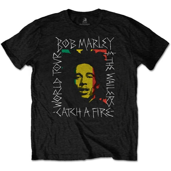 Men's Bob Marley Rasta Scratch Slim Fit T-shirt Large Black