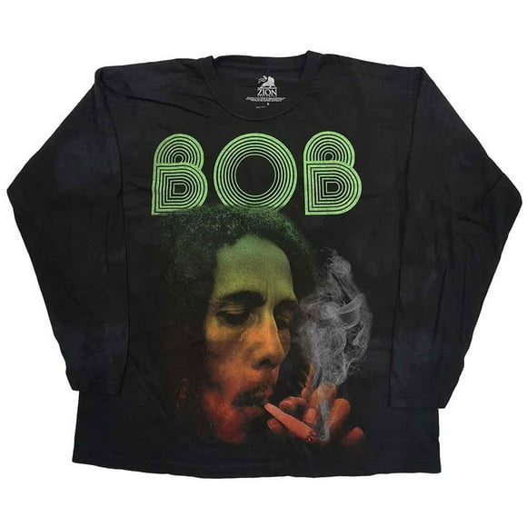 Men's Bob Marley Smoke Gradient (Dip-Dye) Tie Dye Long Sleeve XXX-Large Black