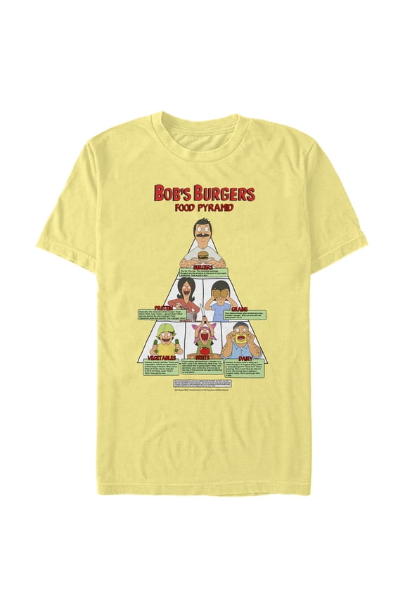 Men's Bob's Burgers Belcher Family Food Pyramid Graphic Tee Banana Large
