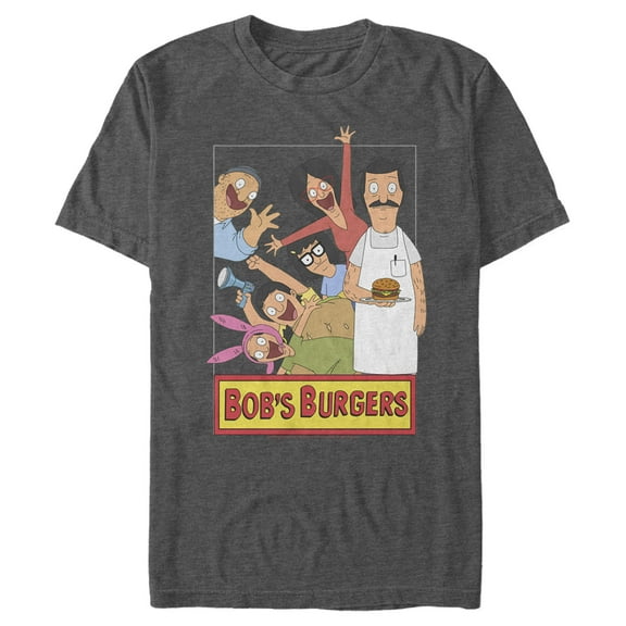 Men's Bob's Burgers Character Frame Graphic Tee Charcoal Heather X Large