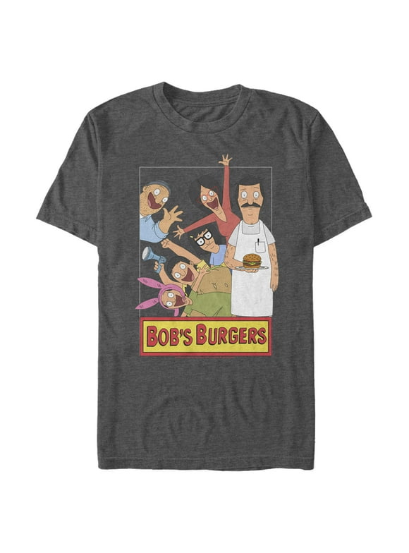 Men's Bob's Burgers Character Frame Graphic Tee Charcoal Heather X Large