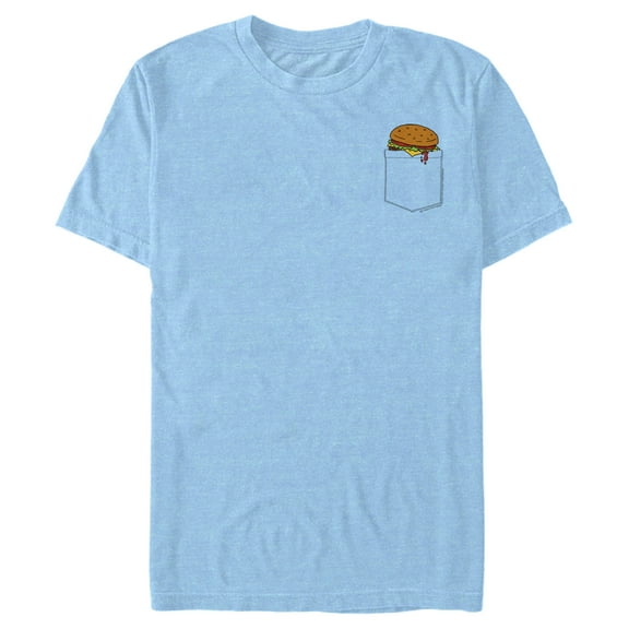 Men's Bob's Burgers Snack Pocket Print  Graphic Tee Light Blue Heather Large