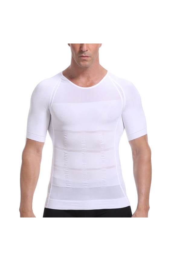 Men's Body Shaper Slimming Shirt Tummy Vest Thermal Compression Base Layer Slim Muscle Short Sleeve Shapewear