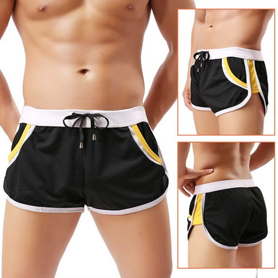 Men's Bodybuilding Gym Shorts Color Block Casual Short Pants for Running Workout Sports