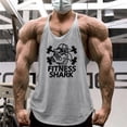 thumbnail image 1 of Men's Bodybuilding Stringer Tank Tops Sun Protection Gym Fitness Workout T-Shirts Running Beach Swim Muscle Tee Summer Grey XL, 1 of 3