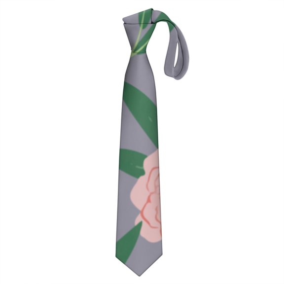 Men's Boho Floral Necktie - Abstract Watercolor Design Satin Business & Prom Tie