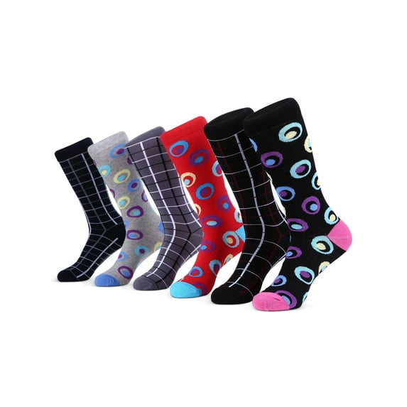 Men's Bold Designer Dress Socks 6 Pack Color: Prim Collection Size: 13-15
