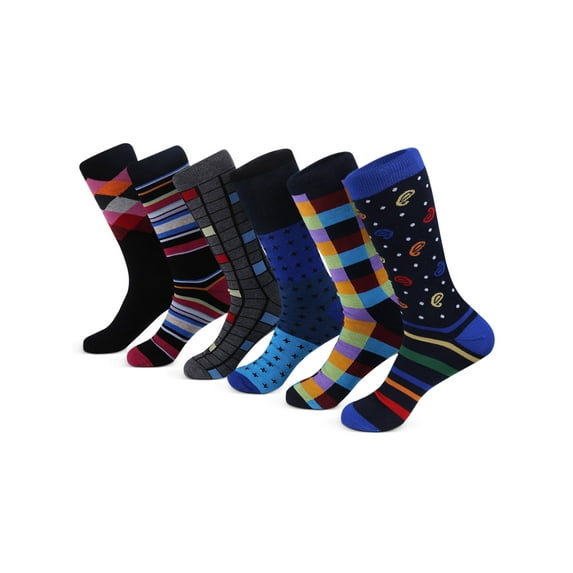 Men's Bold Designer Dress Socks 6 Pack Color: Spunky Collection Size: 10-13