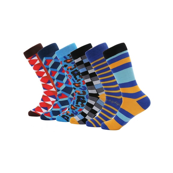 Men's Bold Designer Dress Socks 6 Pack