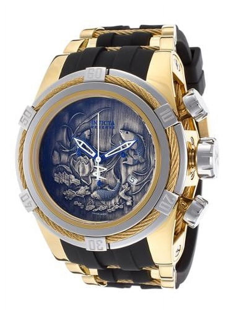 売りつくしセール‼️Invicta 正規品 BOLT ZEUS 定価19万 Men's Bolt Zeus Chrono Black Polyurethane 18K Gold Plated Steel