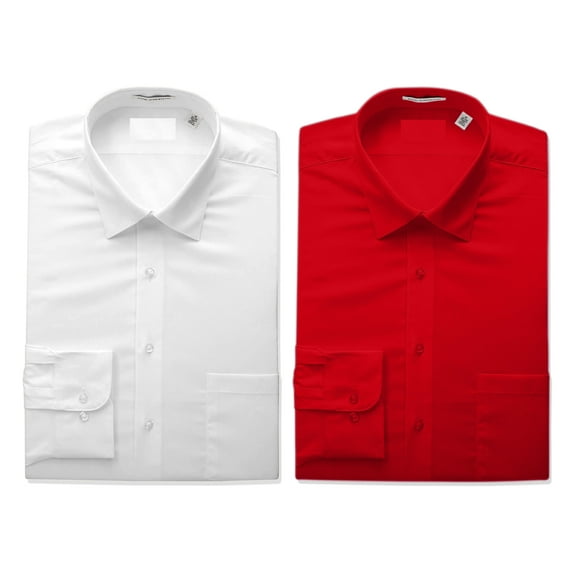 Men's Boltini Italy Classic Long Sleeve Classic Button Up Collared Pocket Dress Shirt 2 PACK
