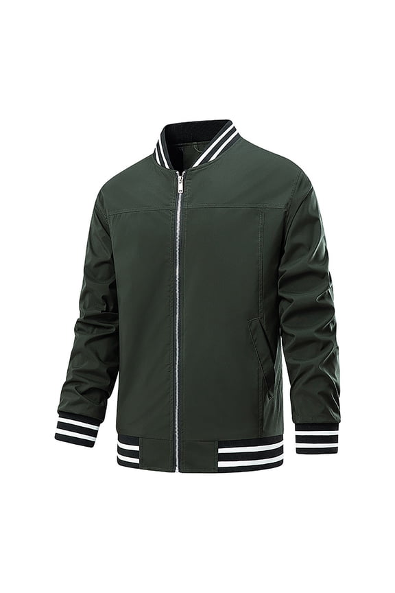 Men's Bom Ber Jackets Lightweight Windbreaker Full Zip Varsi Ty Jacket Casual Active Coat Outwear