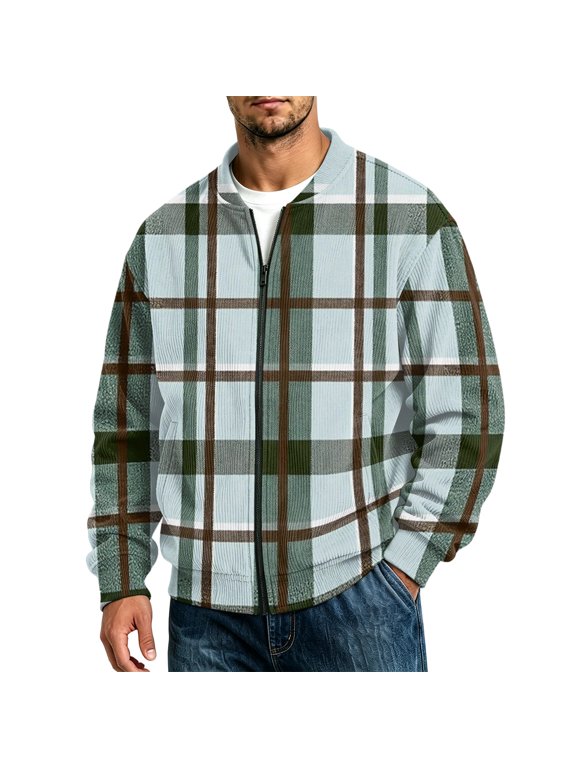 Men's Bomber Corduroy Jacket Long Sleeve Fashion Stylish Jackets Winter Warm Outdoor Hiking Zip Up Sweater Jacket for Cold Outdoor Weather Coat with Pockets