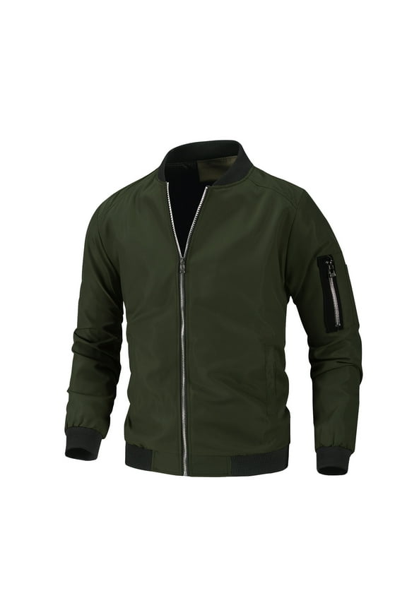 Men's Bomber Jacket Casual Fall Winter Military Jacket and Coats Outwear Fashion Casual Baseball Uniform Stand Collar Jacket Solid Pocket Zipper Long Sleeve Tops Jacket Coat