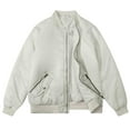 thumbnail image 1 of Men's Bomber Jacket Classics Stand Collar Lightweight Casual Fashion Outwear Jacket  Ivory White Size XL, 1 of 6