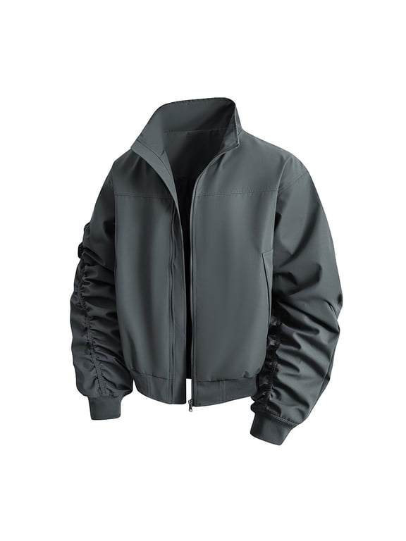 Men's Bomber Jacket Fashion Stylish Lightweight Windbreaker Zip Up Coat with Pocket Spring Fall Casual Jackets for Men