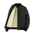 thumbnail image 1 of Men's Bomber Jacket Fleece Lined Long Sleeve Casual Fall Winter Warm Jackets Full Zip Up Coats Outwear (XL, Black), 1 of 2