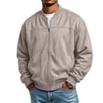 thumbnail image 1 of Men's Bomber Jacket Full Zip Long Sleeve Casual Jacket with Ribbed Collar Side Pockets Regular Fit Lightweight Outerwear Gray XL, 1 of 6