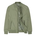 thumbnail image 1 of Men's Bomber Jacket Full Zipper Stand Collar Lightweight Casual Fashion Outdoor Jacket Coat Olive Green Size XL, 1 of 6