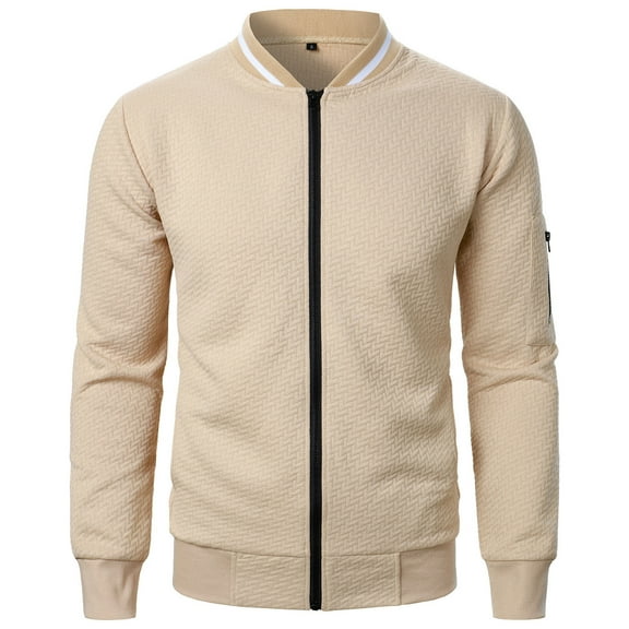 Men's Bomber Jacket Lightweight Casual Varisty Jacket Spring Fall Zip Up Jacquard Coat with Pockets