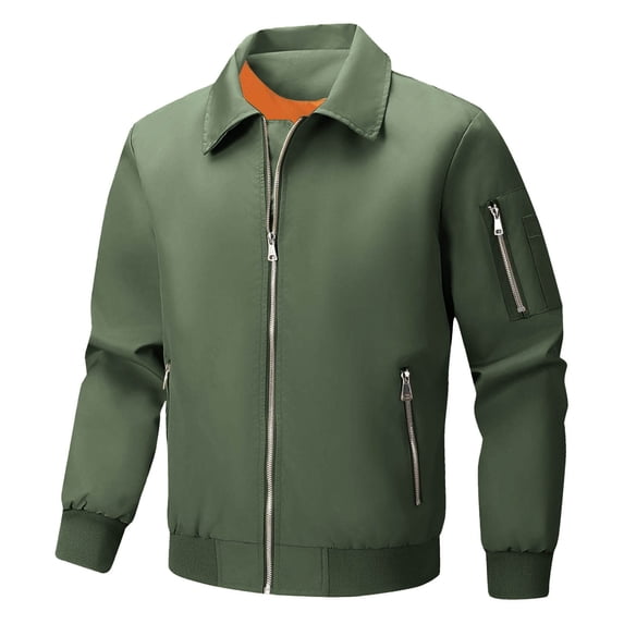 Men's Bomber Jacket Lightweight Casual Windbreaker Zip Up Flight Jackets with Multiple Pockets for Spring Fall Outdoor