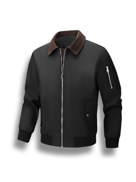 Men's Bomber Jacket Lightweight Casual Windbreaker Zip Up Flight Jackets with Multiple Pockets for Spring Fall Outdoor