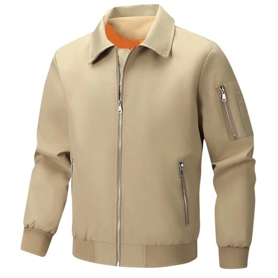 Men's Bomber Jacket Lightweight Casual Windbreaker Zip Up Flight Jackets with Multiple Pockets for Spring Fall Outdoor