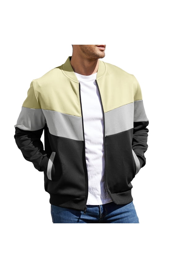 Men's Bomber Jacket Lightweight Casual Zipper Coat with Pockets Ideal for Camping, Hiking