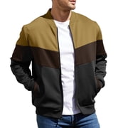 Mens Bomber Jacket Lightweight Casual Zipper Coat with Pockets Ideal for Camping, Hiking